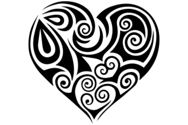 Stylized Heart Design with Swirling Patterns