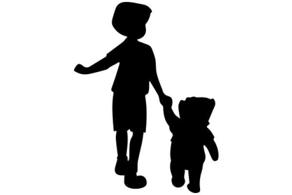 A Silhouette of a Person and a Child, Walking Together