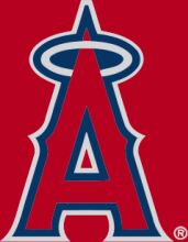 Angels Baseball Team Logo on a Red Background