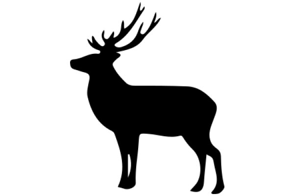 Stylized Silhouette of a Deer with Antlers