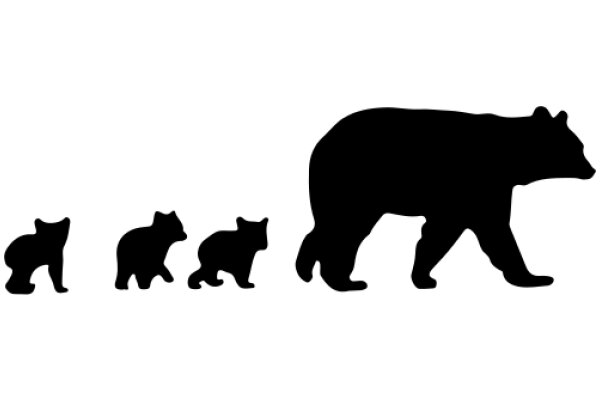 A Silhouette of a Family of Bears