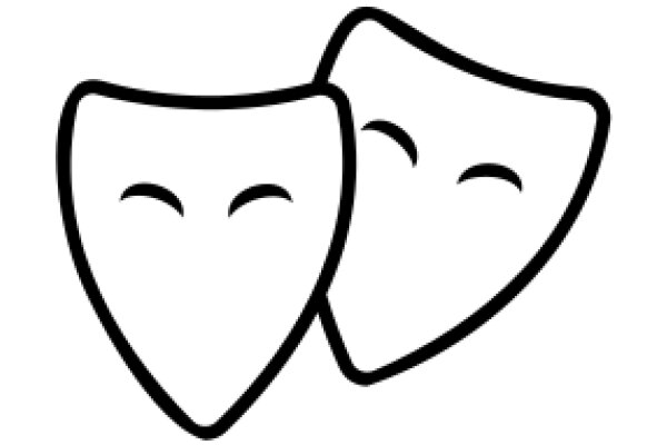 A Simple Line Drawing of Two Smiling Masks