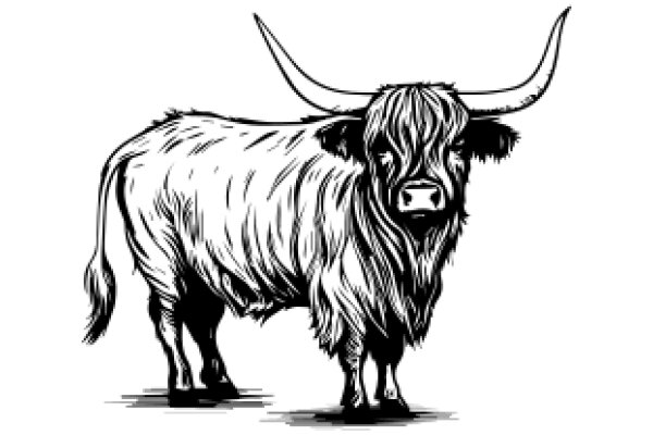 A Classic Illustration of a Long-Haired Bull