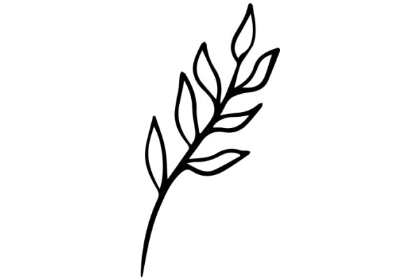 Stylized Black Line Drawing of a Plant