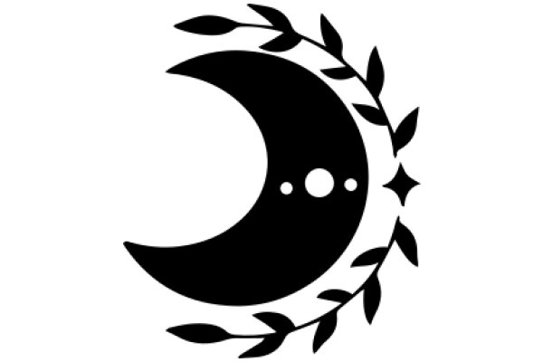 Moon and Leaves Symbol: A Illustration