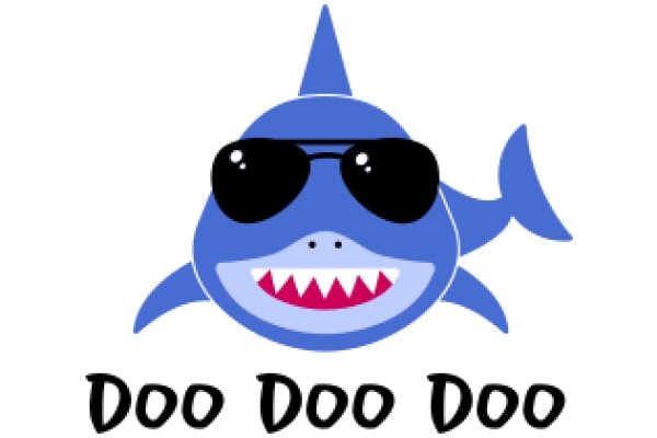 Cool Blue Shark with Sunglasses and Text, 'Doo Doo Doo'.