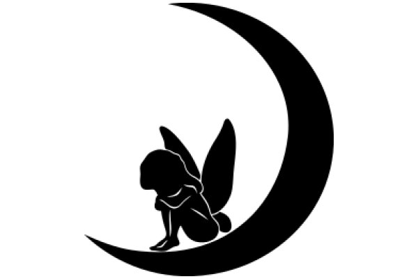 Silhouette of a Fairy on a Crescent Moon