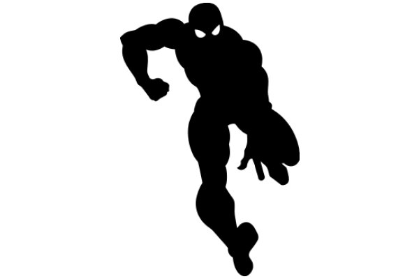 Silhouette of a Muscular Superhero in Motion