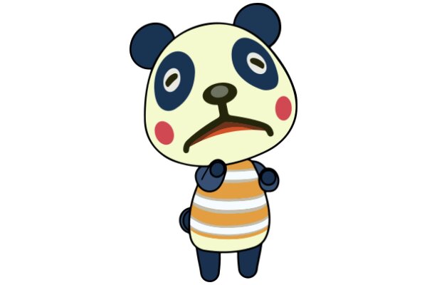 A Whimsical Cartoon of a Panda Bear with a Sad Expression