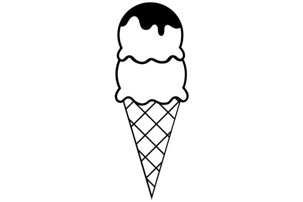 A Delightful Dessert: A Illustration of an Ice Cream Cone with Chocolate Drizzle