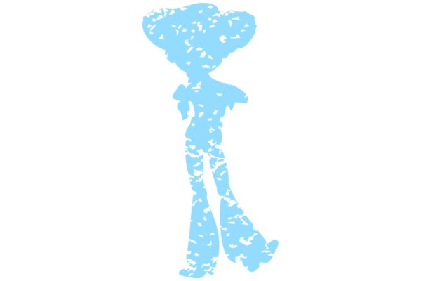 Stylized Blue Silhouette of a Person with Flared Pants and High Heels