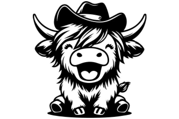 A Playful Portrayal of a Cow with a Cowboy Hat