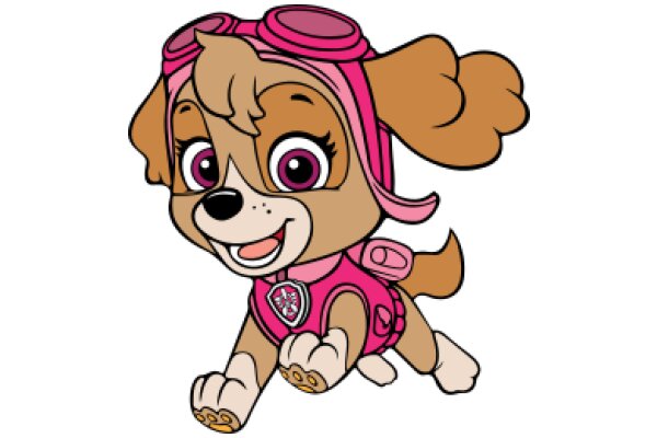 Adorable Animated Dog in a Pink Pilot Outfit