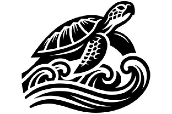 Stylized Logo of a Turtle Surfing a Wave