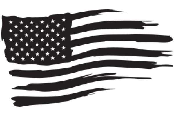 Stylized American Flag with Black Stripes and Stars