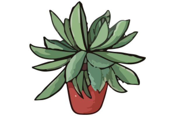 Digital Art: A Stylized Illustration of a Plant in a Red Pot