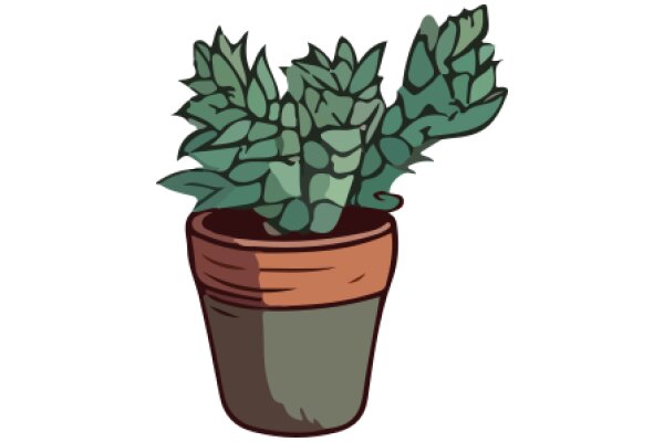 A Whimsical Illustration of a Cactus in a Pot