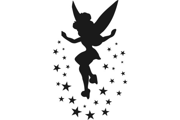 Silhouette of a Tinkerbell-like Figure Amidst a Starry Sky