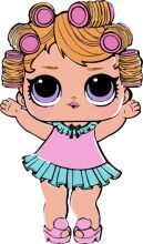 Adorable Cartoon Character with Pink Hair and Dress