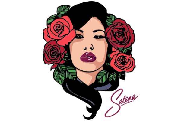 Stylized Portrait of a Woman with Red Roses