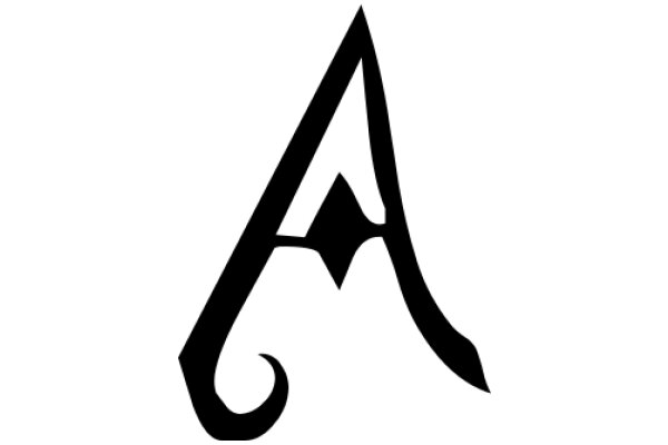 Stylized Black Letter 'A' with a Swirl Design