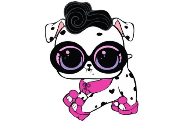 Adorable Cartoon Puppy with Pink Goggles and Bowtie