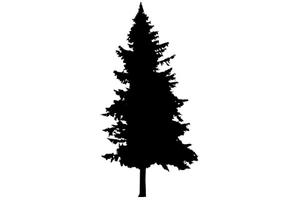 A Silhouette of a Pine Tree Against a White Background