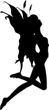 Silhouette of a Dancer with Feathered Hair