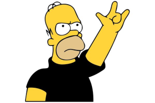 Humorous Cartoon of Homer Simpson Making a Peace Sign