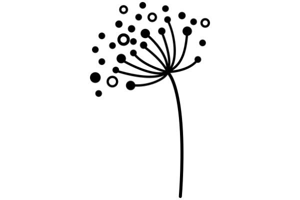 Silhouette of a Dandelion with Circles