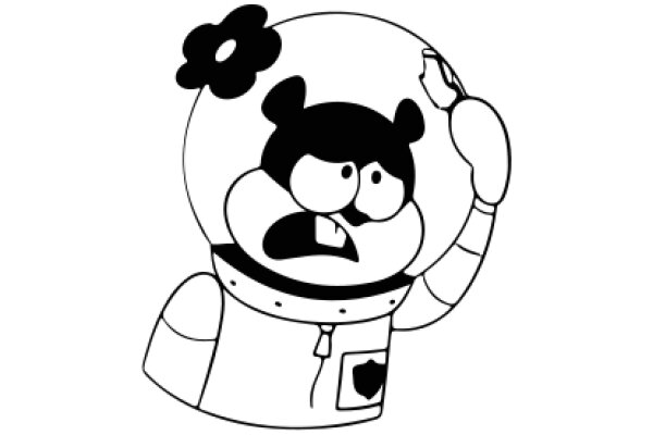 A Playful Illustration of an Astronaut with a Flowery Helmet