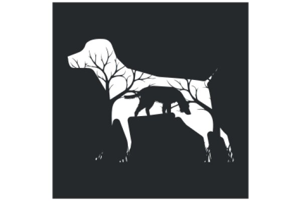 Silhouette of a Dog and a Tree: A Illustration