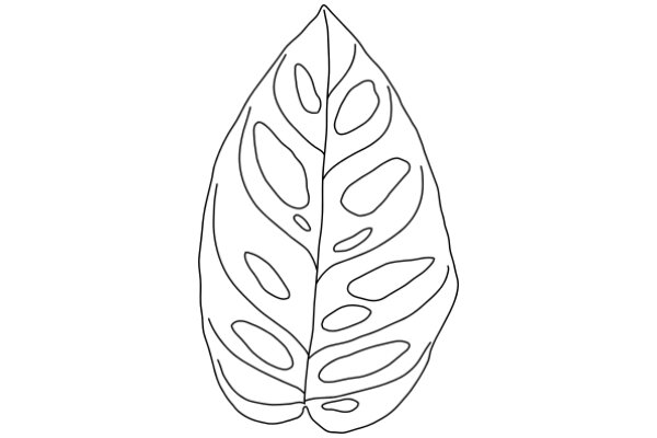 Simplistic Line Drawing of a Leaf