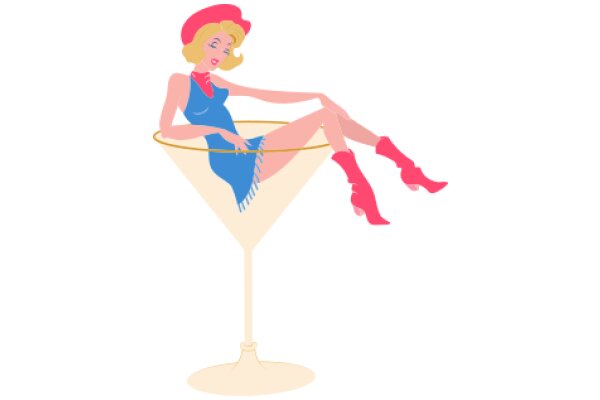 Elegant Martini Glass with a Female Character