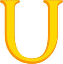 Simplistic Yellow Letter 'U' on White Background