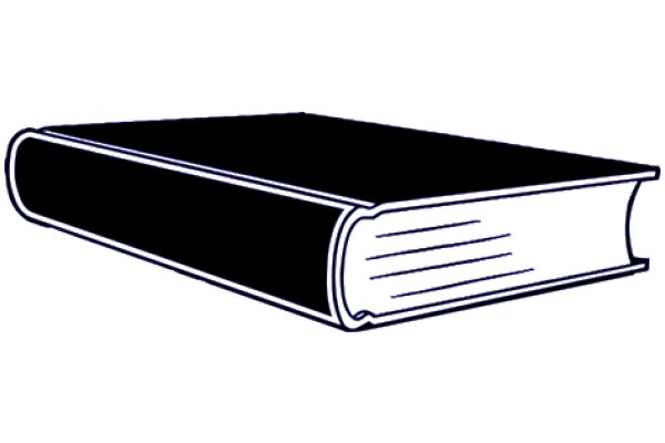 A Solid Black Book with a White Spine, Floating in a White Space