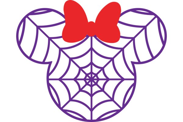 A Purple Spider Web with a Red Butterfly