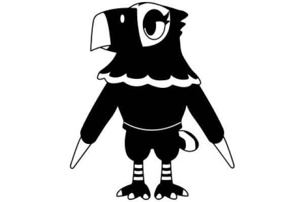 Stylized Illustration of a Bird-like Character with a Large Eye and Feathers