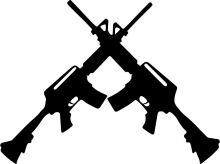 Silhouette of Two Guns Crossed