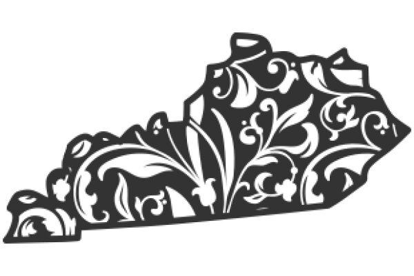 Stylized Map of a State with Floral Designs