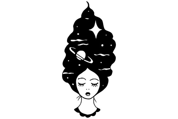 Whimsical Art: AWoman with a Star-Topped Hairdo