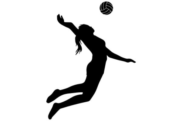 Silhouette of a Volleyball Player Jumping to Serve