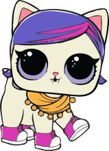 Adorable Cartoon Cat with Purple Hair and Pink Shoes