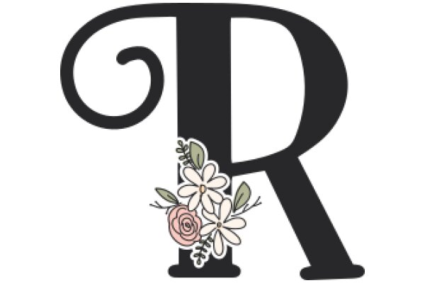 Stylized Letter R with Floral Decoration