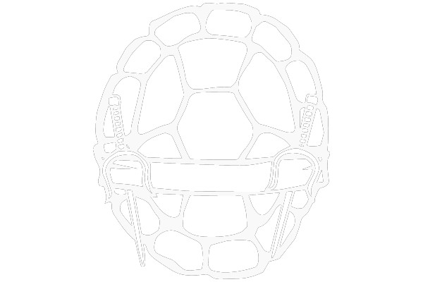 A White Logo of a Soccer Ball with Swords on It