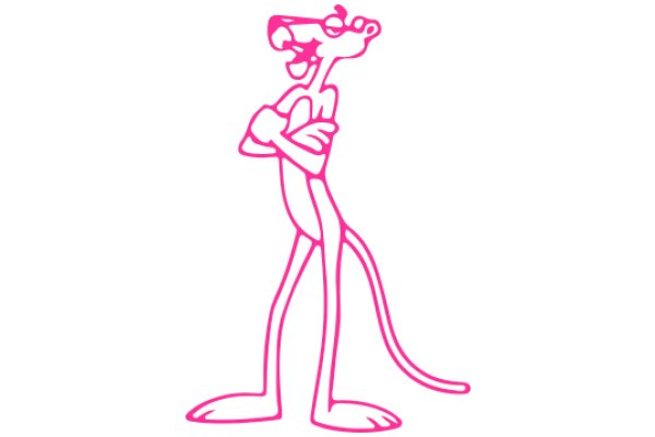 Pink Cartoon Character with a Smile and a Folded Arm