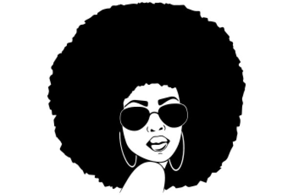 Stylish Silhouette of a Woman with Sunglasses and Afro Hair