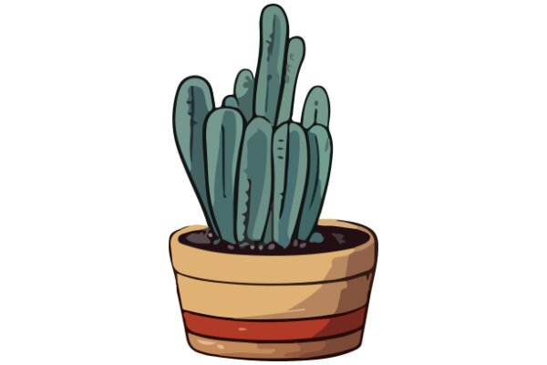 A Whimsical Illustration of a Cactus in a Pot