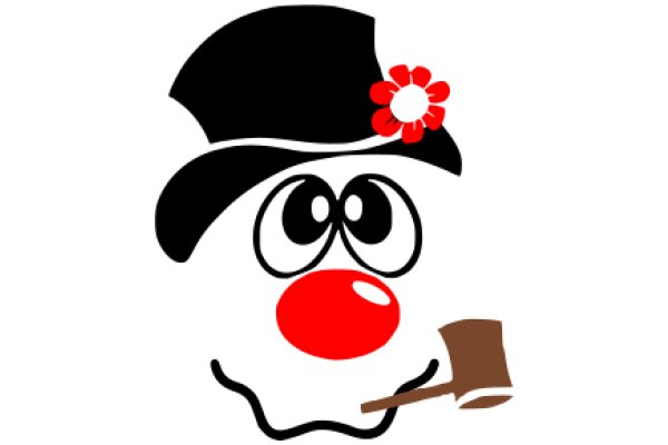 A Playful Character: A Cartoon Character with a Red Flower and a Hammer