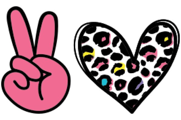 A Playful Pair: The Pink Peace Sign and the Leopard Print Heart